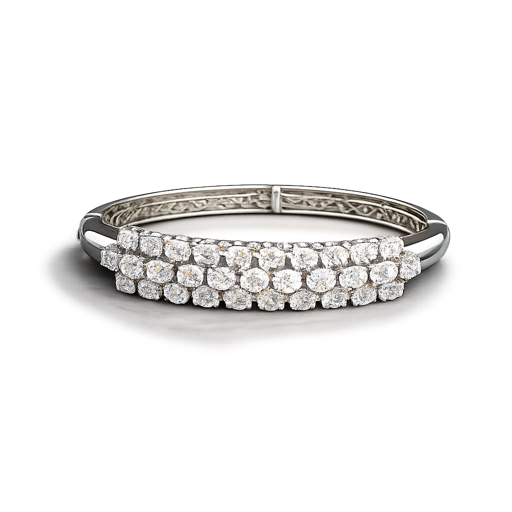 Royal Radiance Diamond Tennis Bangle – Elegant white finish