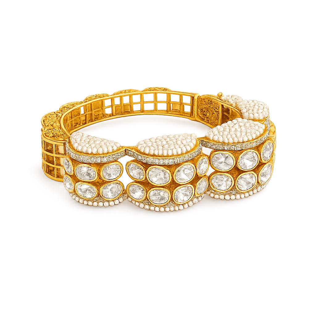 Royal Polki Pearl Kada