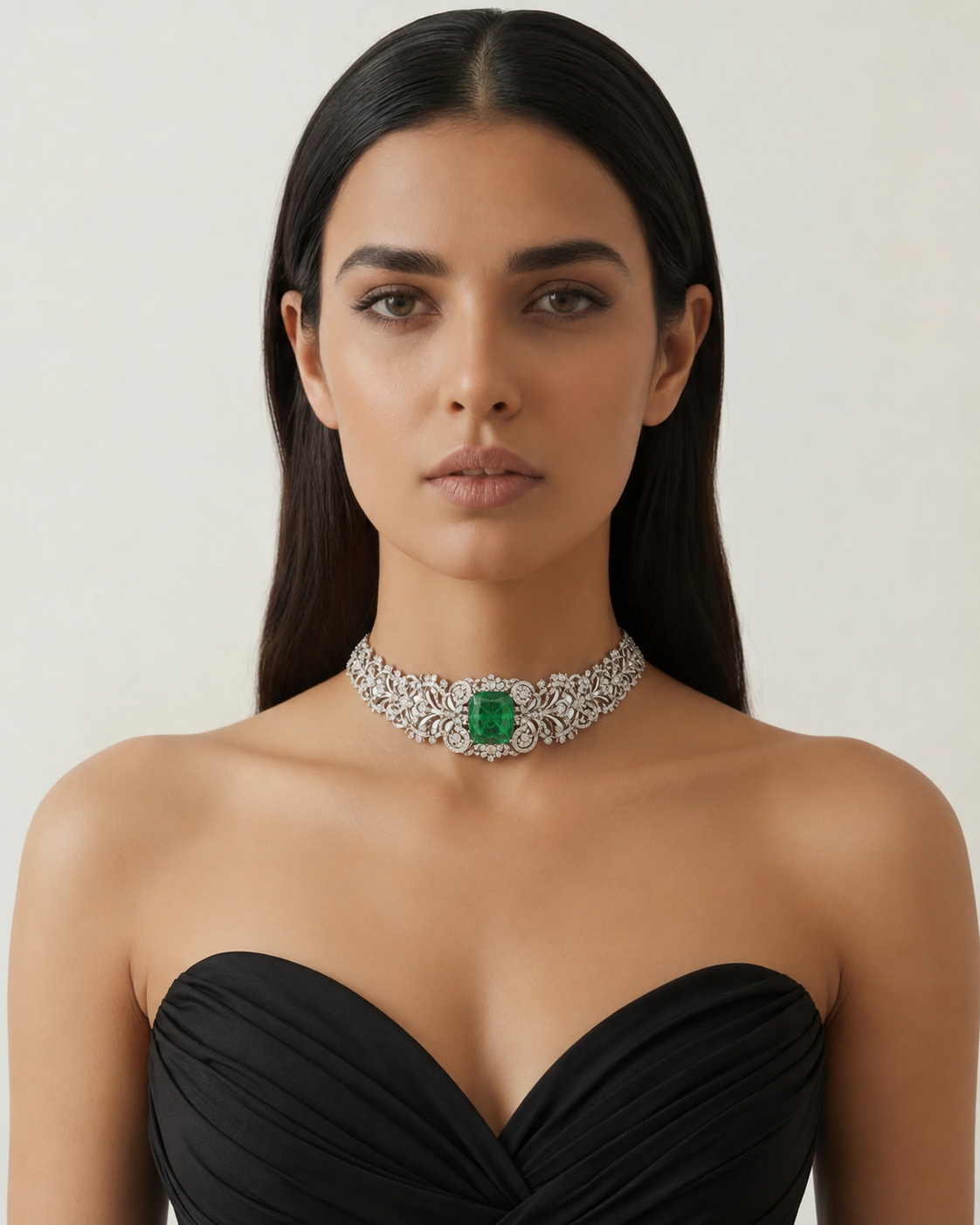 Modern rosecut diamond choker with changeable centre stone