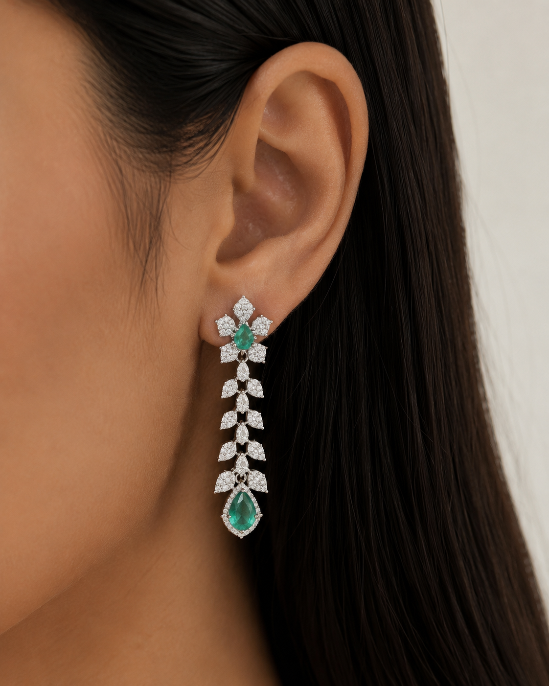 Emerald Diamond Drop Earring