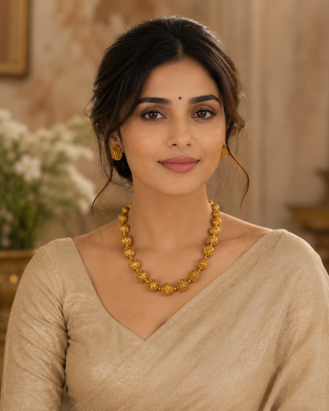 Classic Rajwada Gold Beaded Necklace – Traditional Heritage Jewellery