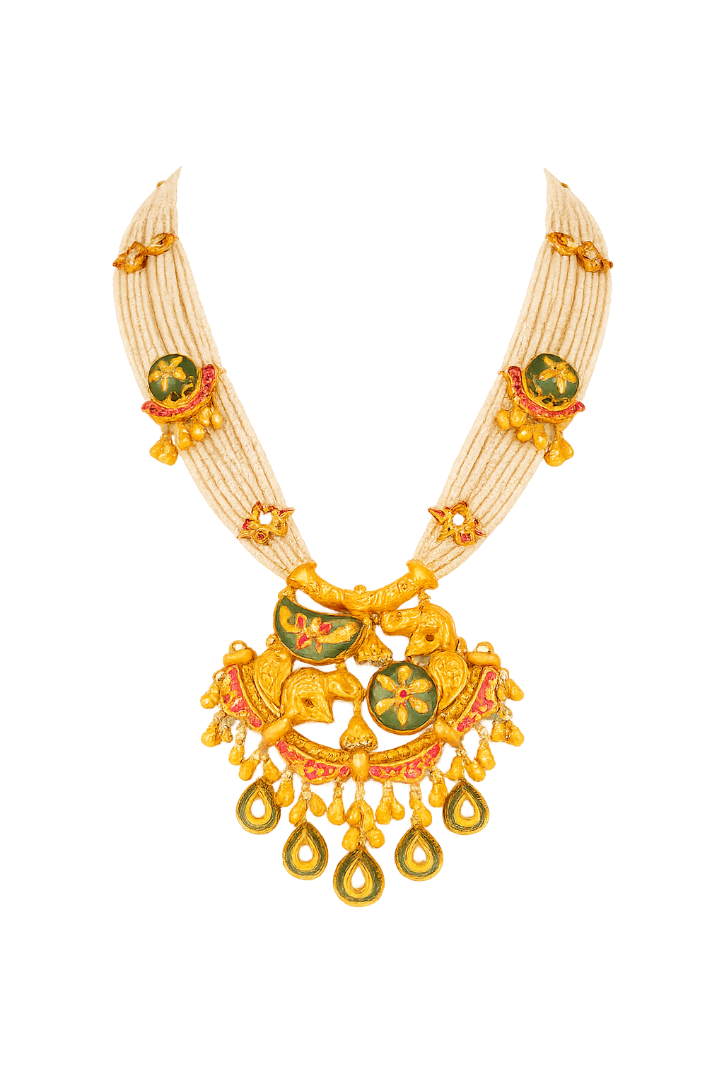 Royal Rajwada Gold Necklace Set – Elephant Motif Bridal Jewellery