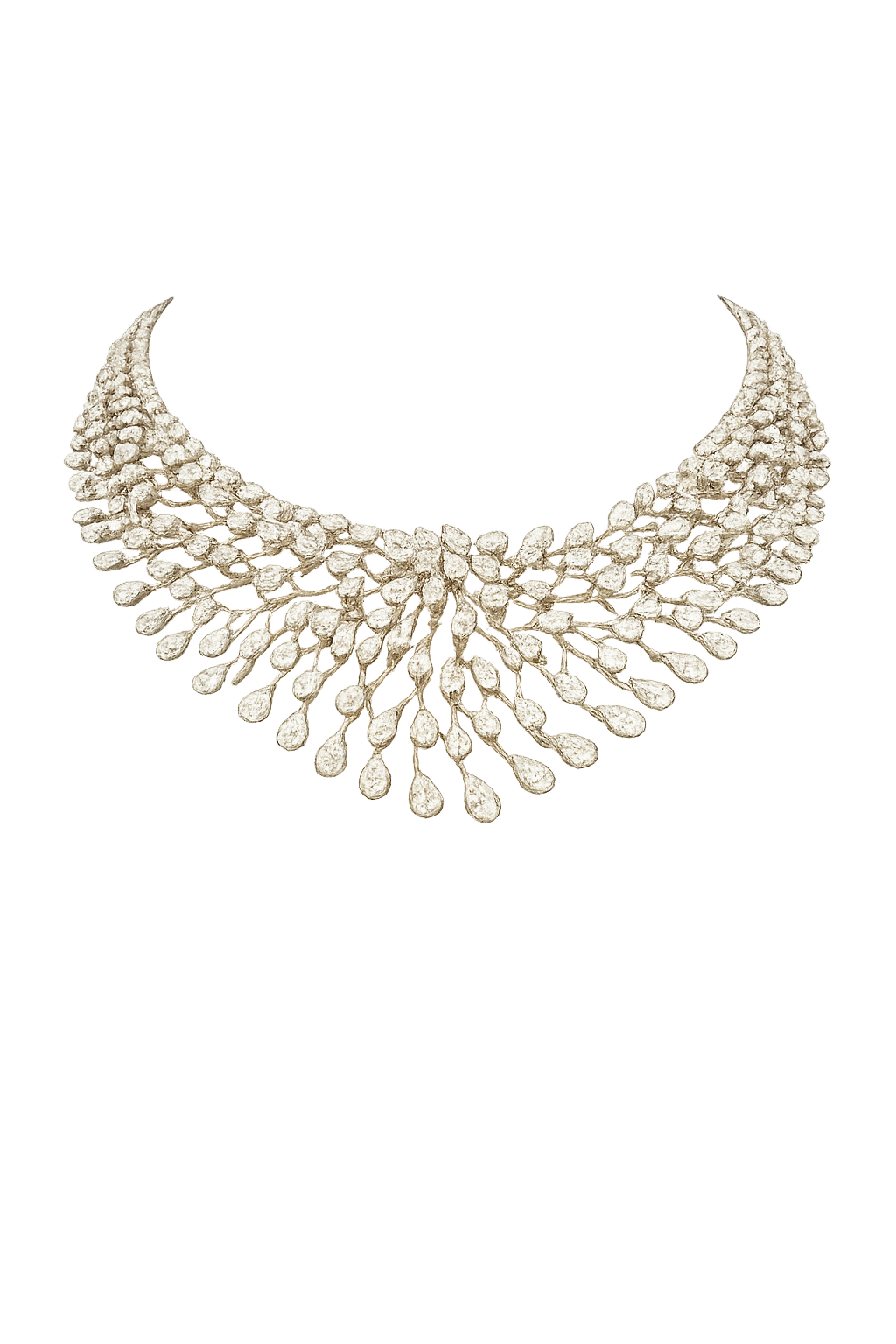 Floral Cascade Diamond Necklace Set with Statement Drop Design
