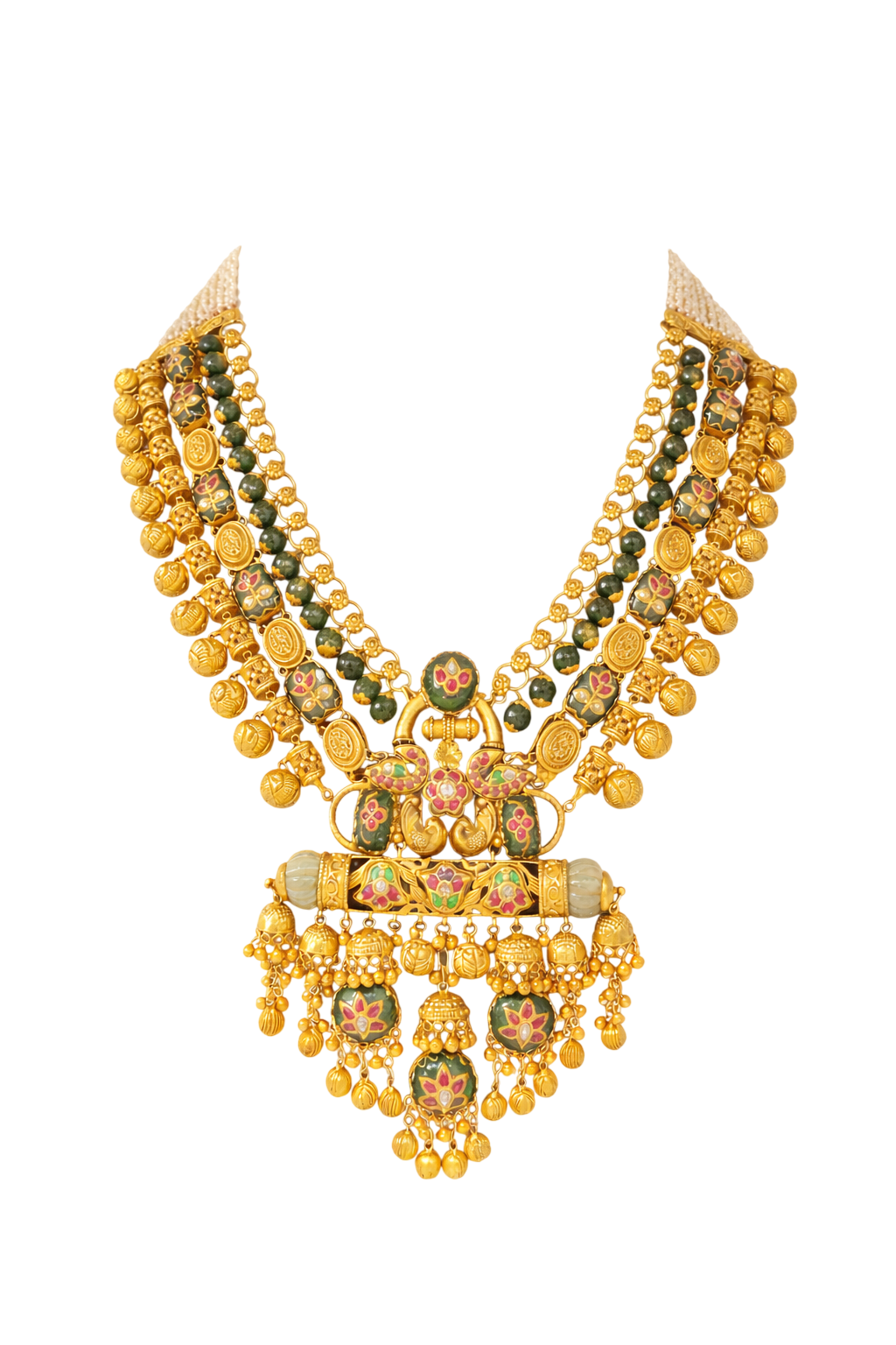 Maharani Rajwada Heritage Gold Necklace Set – Temple-Inspired Royal Bridal Jewellery